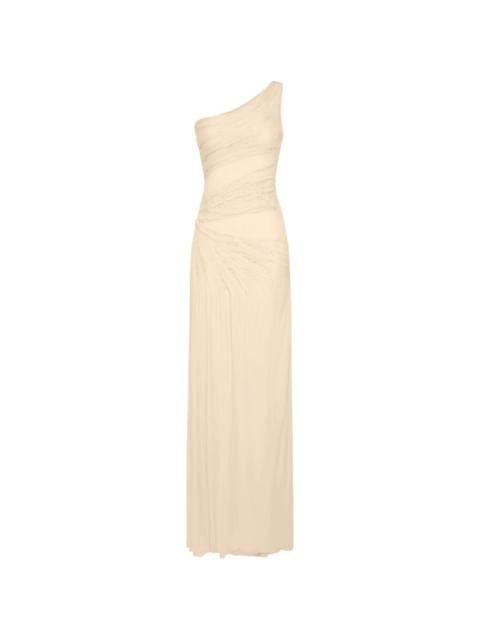 ELISABETTA FRANCHI one-shoulder beaded maxi dress