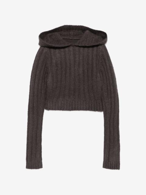 Rick Owens ribbed-knit cropped hoodie