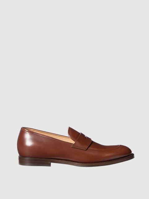 Brunello Cucinelli Braided calfskin and polished calfskin penny loafers