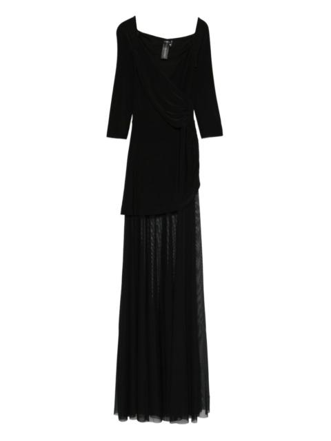 NORMA KAMALI draped-design mesh-panelled maxi dress