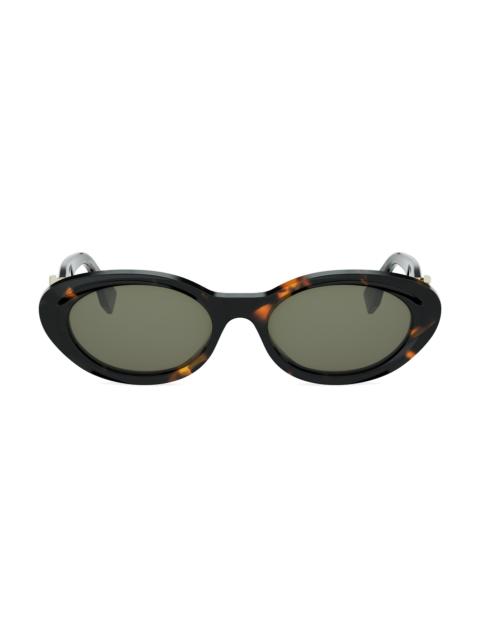 FENDI Women's FF Diamonds 53MM Oval Sunglasses - Dark Havana And Green