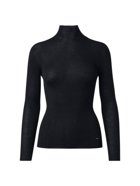 AKRIS Women's Rib-Knit Cashmere-Silk Turtleneck - Black