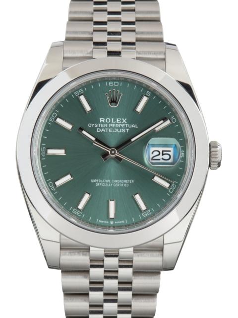 ROLEX Used Rolex Datejust 41 Mint Green Dial Ref 126300 Jubilee Band