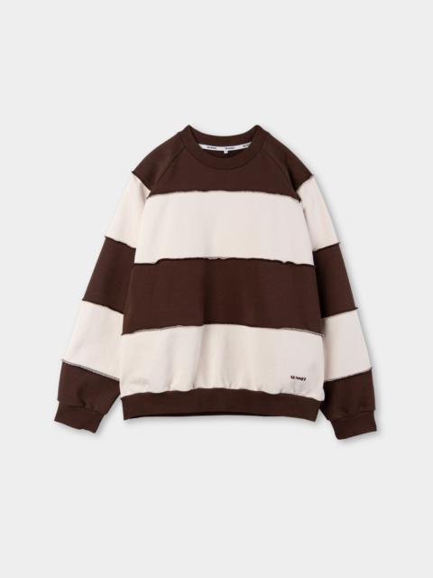PANEL SWEATSHIRT/ brown & cream stripes