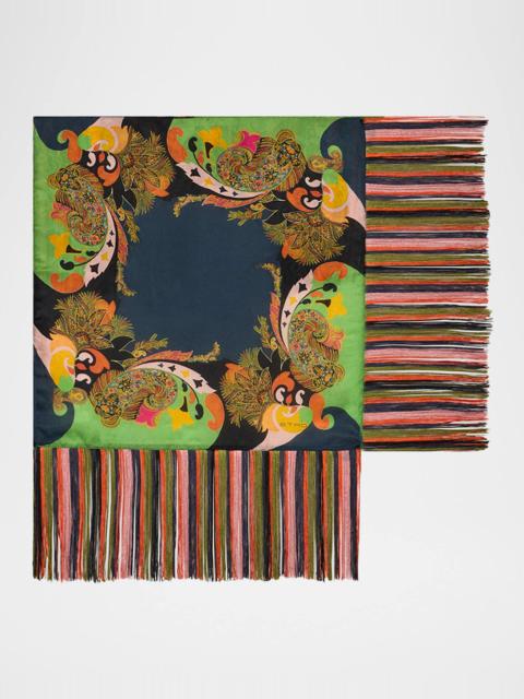 Etro Silk Fringe-Trim Foulard