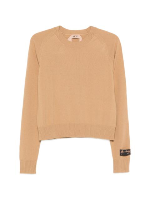 N°21 long-sleeve logo-patch knitwear