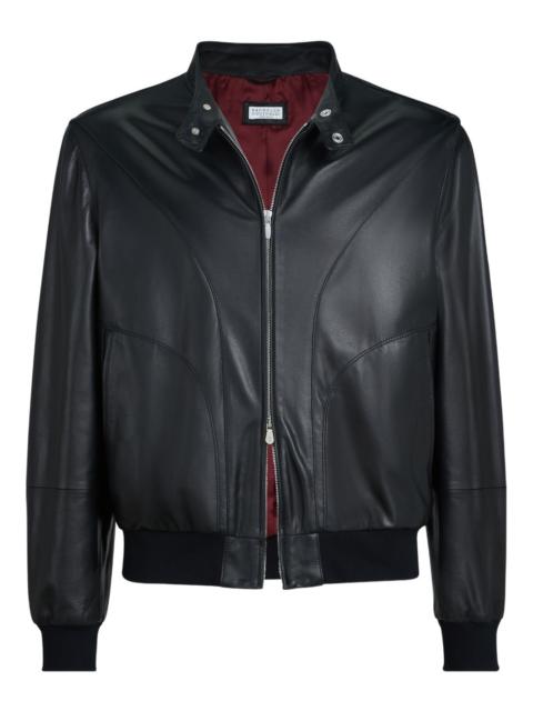 zip-fastening leather jacket