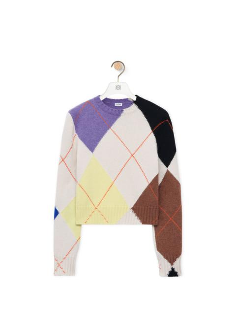 Cropped argyle sweater in cashmere