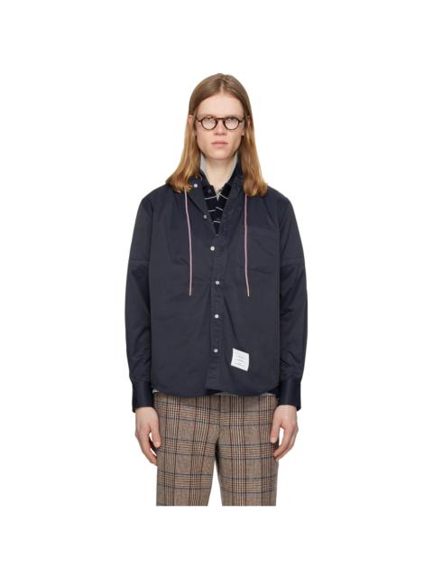 Thom Browne Navy Hooded Nylon Armband Shirt