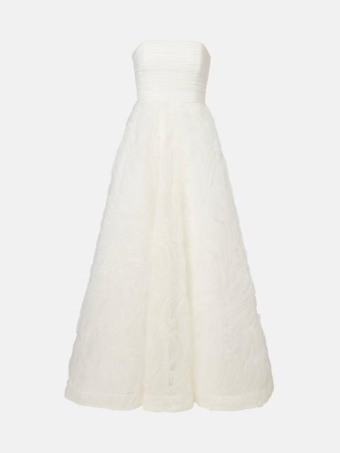 REBECCA VALLANCE Bridal Willow ruffled mesh bustier gown