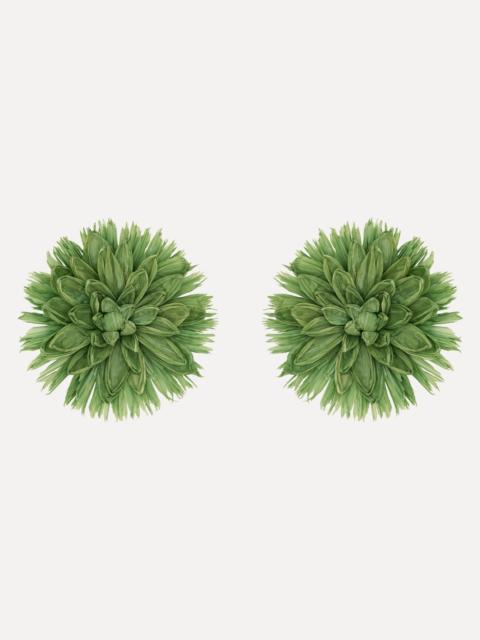Oscar de la Renta RAFFIA FLOWER CLIP-ON EARRINGS