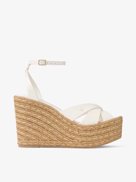 JIMMY CHOO Korra 100 Latte Nappa Leather Wedges
