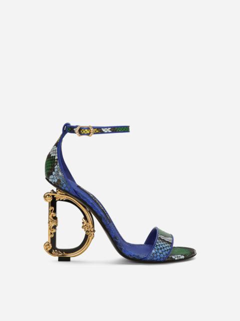 Python skin sandals with baroque DG detail