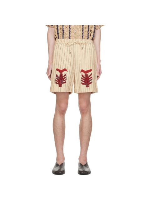 HARAGO Off-White Striped Shorts
