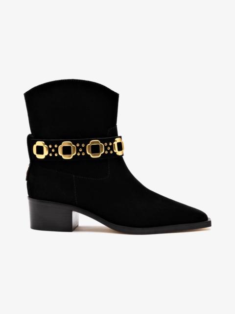 Larroudé Milan Rodeo Bootie In Black Suede