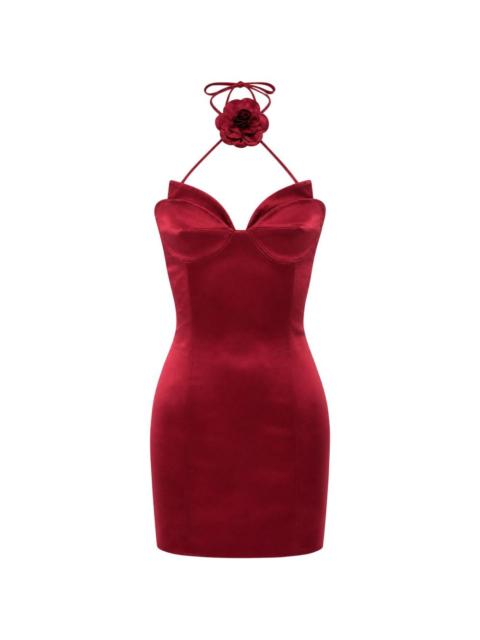 PHILIPP PLEIN satin mini dress flower