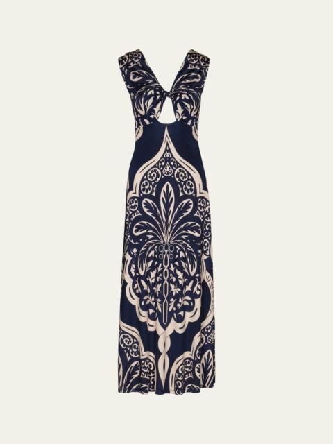 Johanna Ortiz Voyage Reversible Twist-Front Cut-Out Maxi Dress