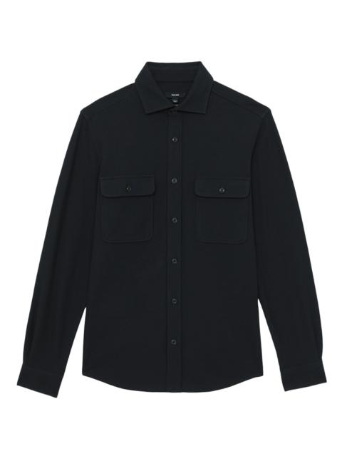 REISS Men's Forsithe Textured Cotton-Blend Overshirt - Navy