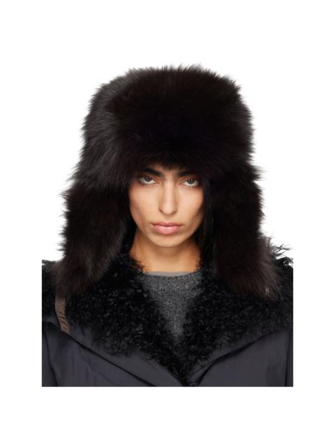 Yves Salomon Brown Chapka Hat