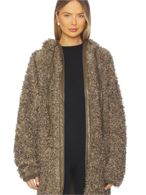 NORMA KAMALI Oversized Raglan Sleeve Zip Front Hooded Jacket