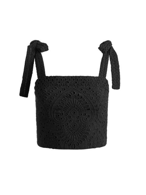 Alice + Olivia MARINDA EMBROIDERED CROPPED TOP