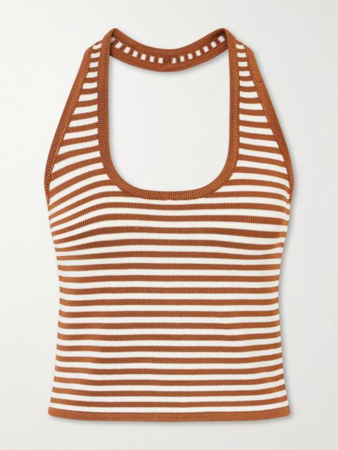 CALLE DEL MAR Halterneck Striped Knitted Top