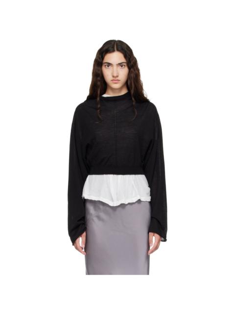 Rick Owens Black Tower Cropped Tunic Hoodie