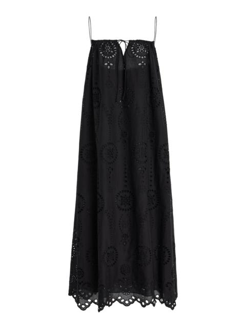 MATTEAU Cotton Broderie Anglaise Midi Dress black