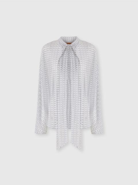 Missoni Lamé viscose lace blouse with sash collar