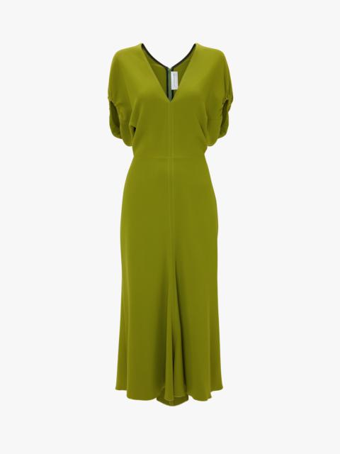 Victoria Beckham Blouson Detail Midi Dress In Parakeet