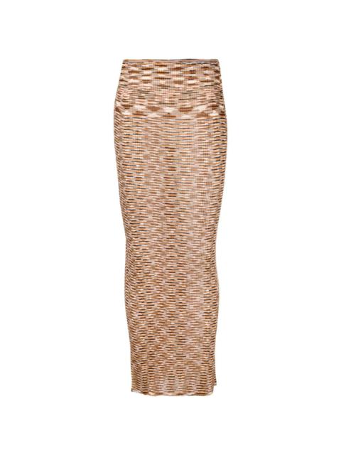 patterned-intarsia knit tube skirt