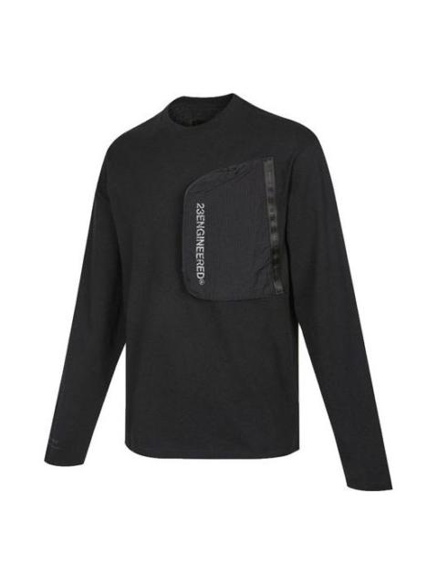 Jordan Men's Air Jordan Splicing Pocket Reflective Printing Round Neck Pullover Black T-Shirt DN2050-010