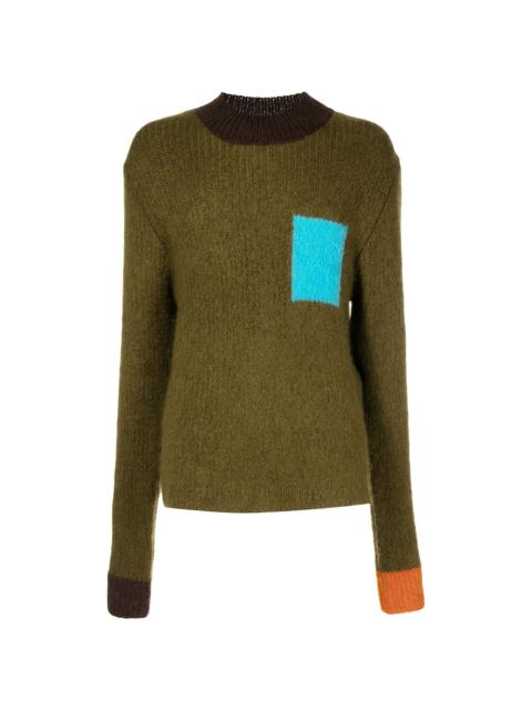 color-block crewneck sweater