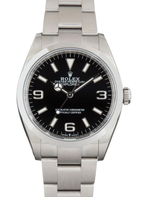ROLEX Pre-Owned Rolex Explorer Black Arabic Dial Ref 124270 Oyster Band
