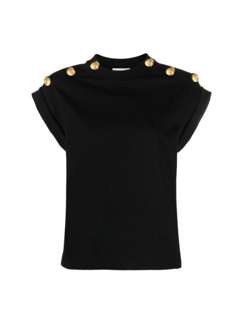 embossed-buttons cotton T-shirt
