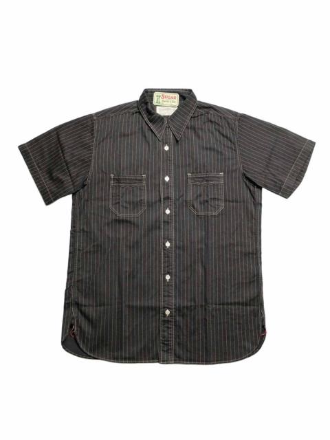 SUGAR CANE FICTION ROMANCE - 8.5oz. BLACK WABASH STRIPE - S/S WORK SHIRT - SC39702