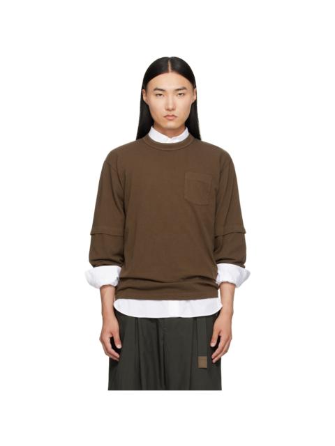 sacai Brown Cotton Jersey L/S T-shirt