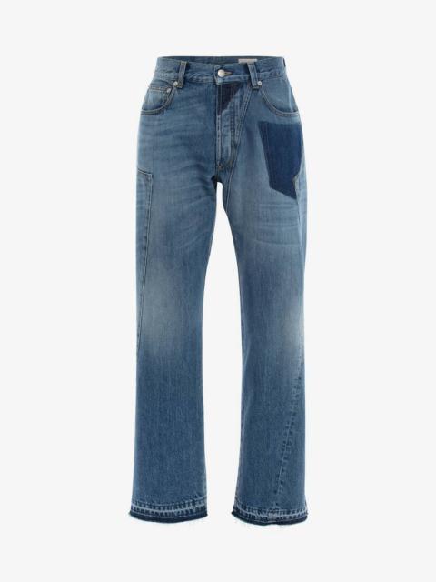 Alexander McQueen Reconstructed Jeans in Denim Blue