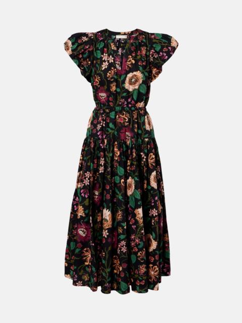 ULLA JOHNSON Marin floral cotton poplin midi dress
