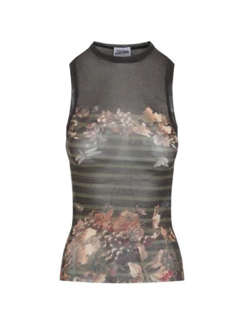 Jean Paul Gaultier floral-print stripe top