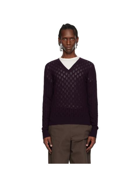 Dries Van Noten Purple Open-Knit Sweater