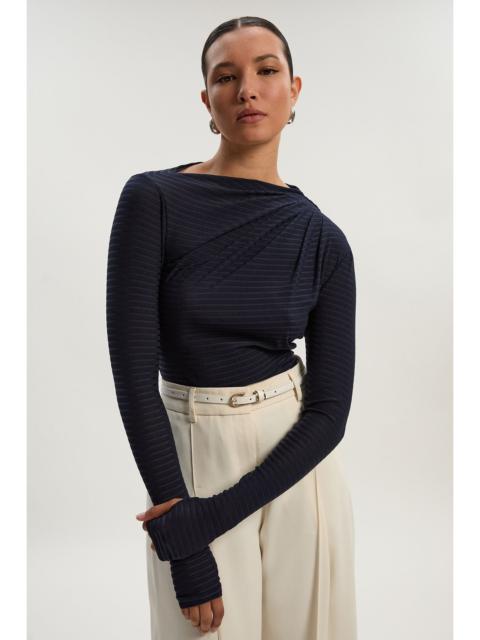 KAREN MILLEN Textured Ruched Jersey Long Sleeve Top
