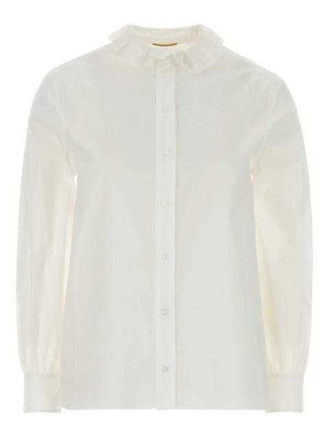 SAINT LAURENT lace-detailing shirt