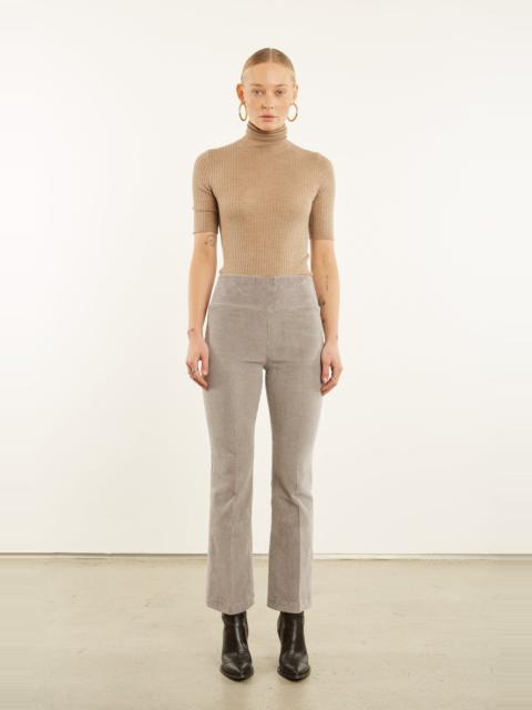SPRWMN GREY CORDUROY ANKLE FLARE PANTS