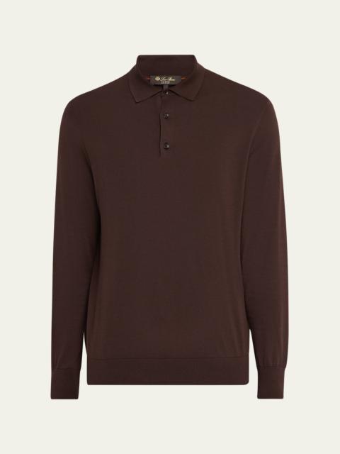 Loro Piana Men's Loro Island Cotton Giza Long-Sleeve Polo Shirt