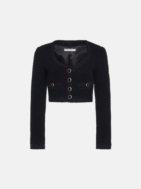 Alessandra Rich CHECKED TWEED BOUCLE CROPPED JACKET