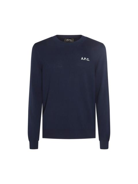 navy blue and white cotton jumper