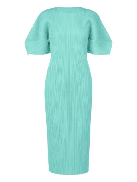 Pleats Please Issey Miyake pleated puff-sleeve dress