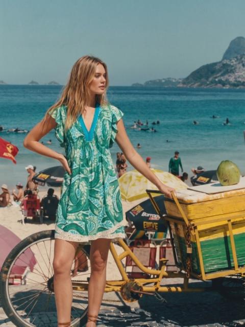 Poupette St Barth Mini Dress Sasha - Green Holy Snake