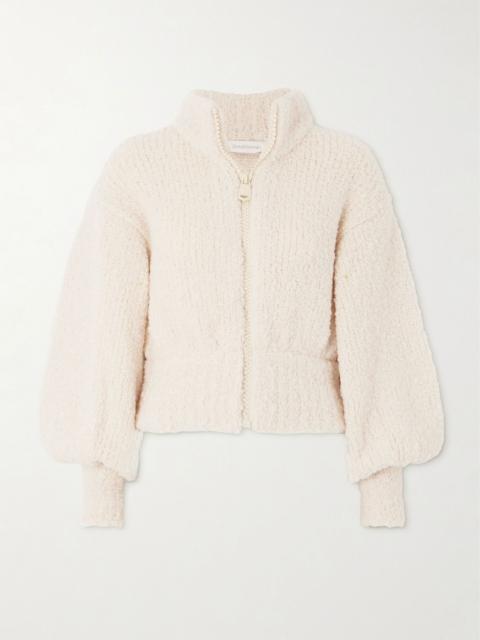 Zimmermann Wool-blend bouclé-knit cardigan Cream